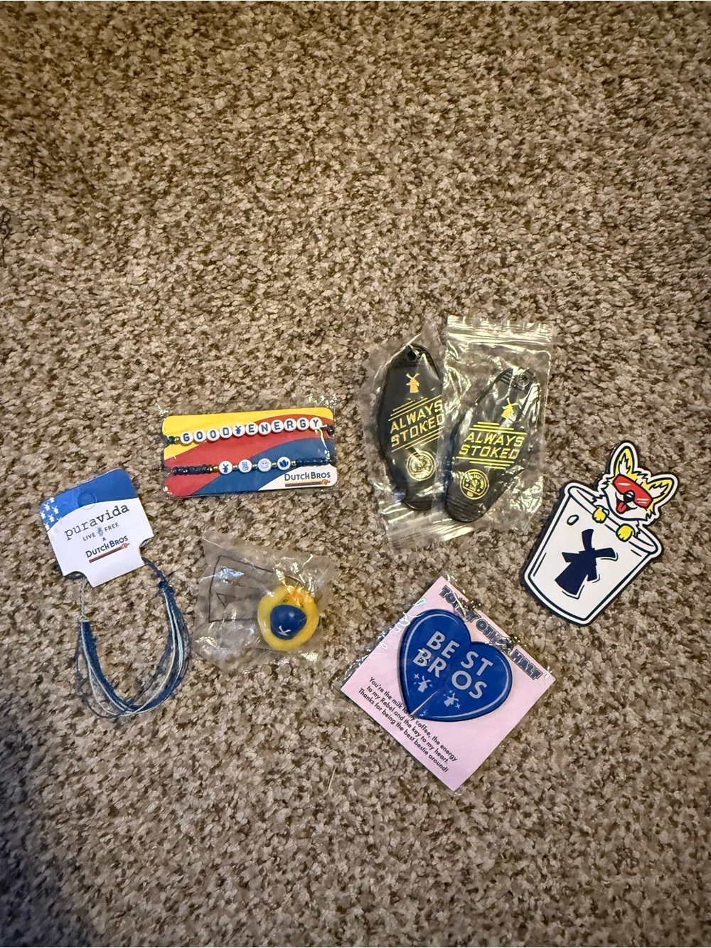 Dutch Bros Blue and Yellow Kids Accessory Assortment